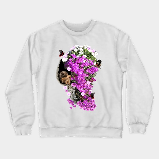 Flowering Fygies & Chipmunk Squirrel in a Tree Crewneck Sweatshirt by Nadine8May